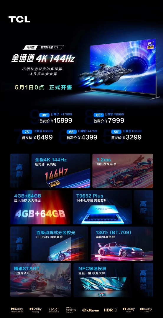 對比行業(yè)強行高刷的海信大屏電視，TCL真高刷電視T7E強在哪里？
