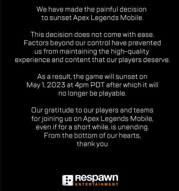《Apex英雄》手游和《戰(zhàn)地》手游都被EA取消